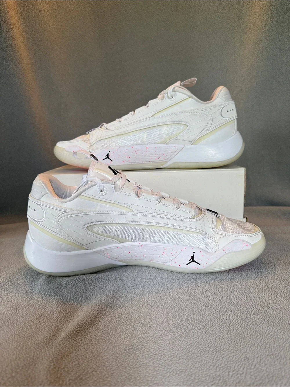 Used men Luka 2 White Sneakers with Pink Speckle Accents
